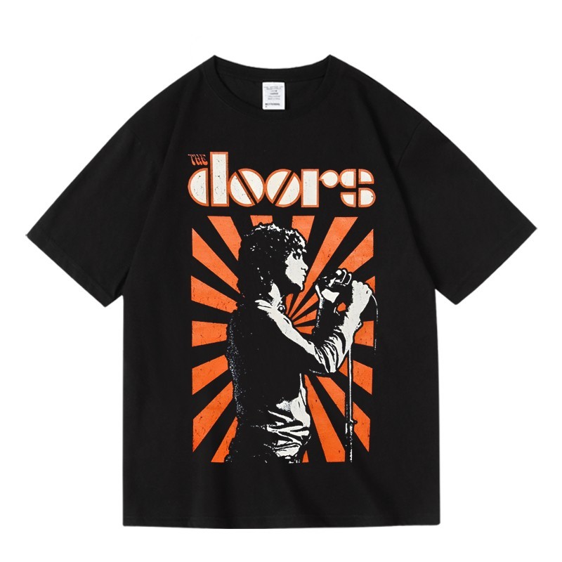 Music Soul Camiseta Unissex The Doors Banda Rock Americana Estampada Algodão Confortável Estilosa Divertida Verão