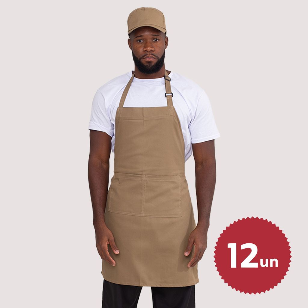 Kit 12 Aventais Bege Cozinha Chef Barman Manicure Atendente Padaria Atendente Equipe Confeitaria Buffet Balcão