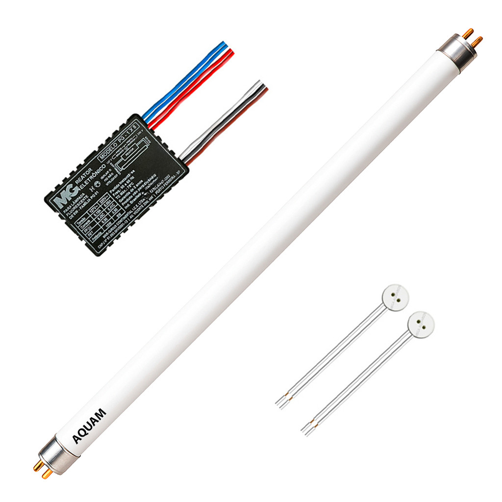 Kit reator lâmpada actínica UV-A 8W T5 UV aquário marinho crescimento corais armadilha mata inseto