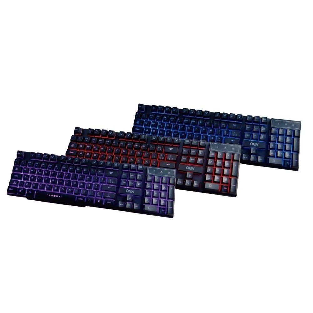Teclado Gamer Force-X Usb Led 3 Cores OEX Game Tc201 Preto