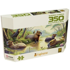 QUEBRA CABEÇA PANORAMA CAPIVARAS 350 PEÇAS GROW PUZZLE CAPIBARAS ANIMAIS BICHOS FLORESTA PÁSSARO AVE