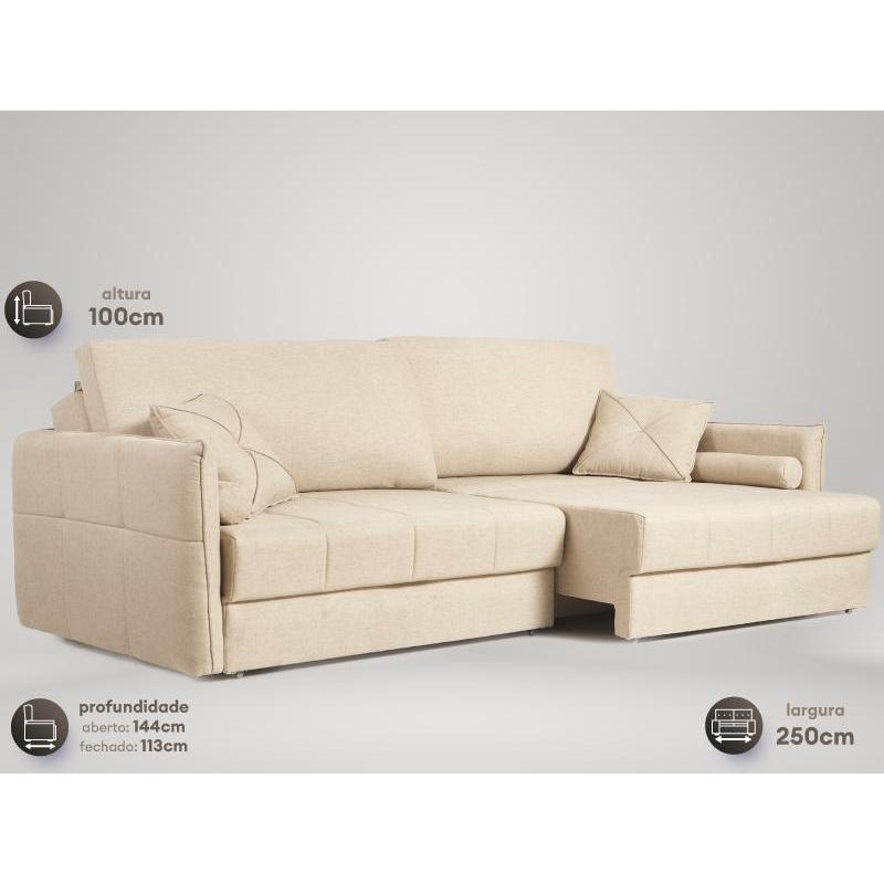 Sofá Vesuvio 2,50m sem caixa, Retrátil e Reclinável Linho Premium Creme - NETSOFAS