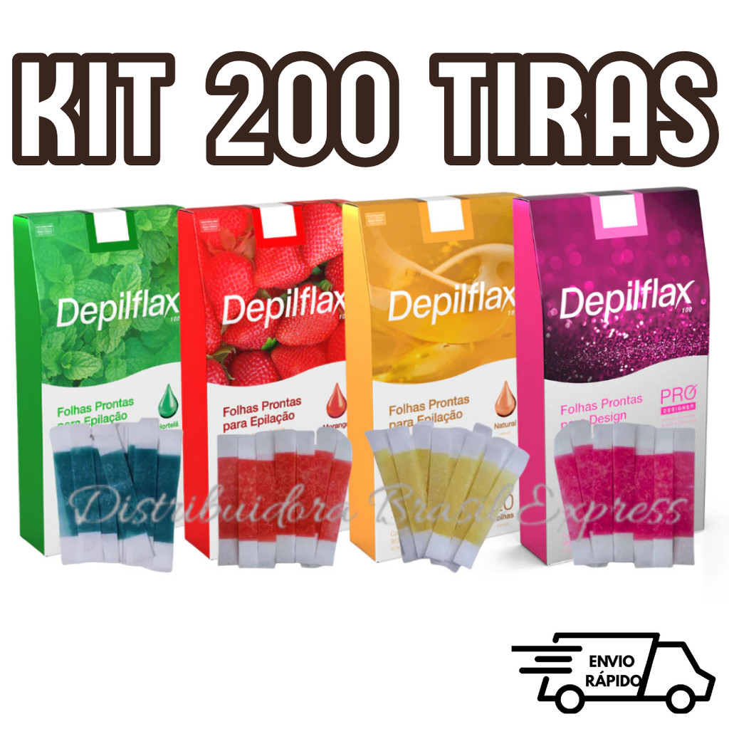 Kit 200 Tiras de Cera para Sobrancelhas e Buço - Depilflax| Depilação Fácil em Casa| Frete Grátis
