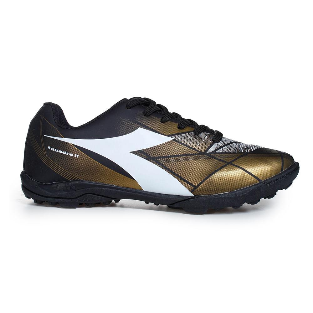 Chuteira Unissex Diadora Squadra II Society Preto e Dourado