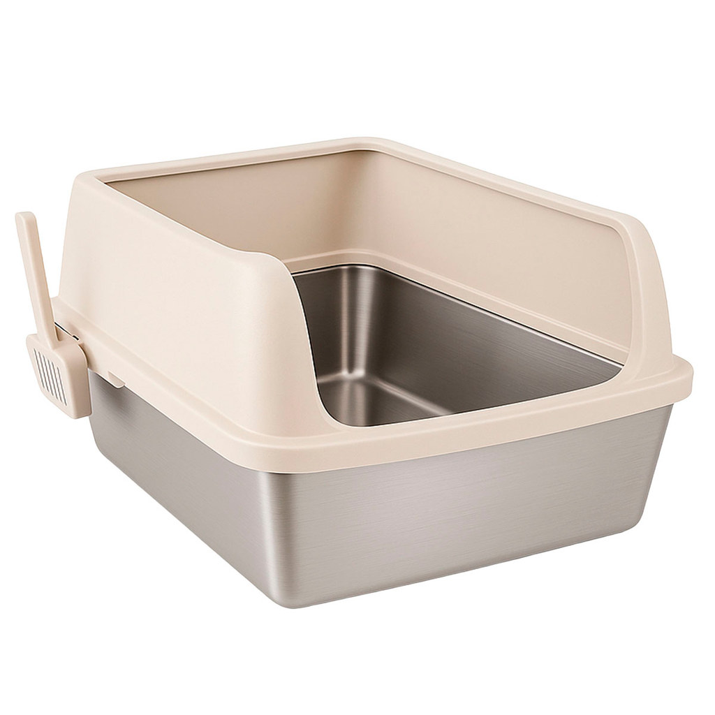 Caixa De Areia Aberta Aço Inox Para Gatos Banheiro Sanitário Resistente Pet Pá Grande 53x40,6x30cm em Oferta na Shopee