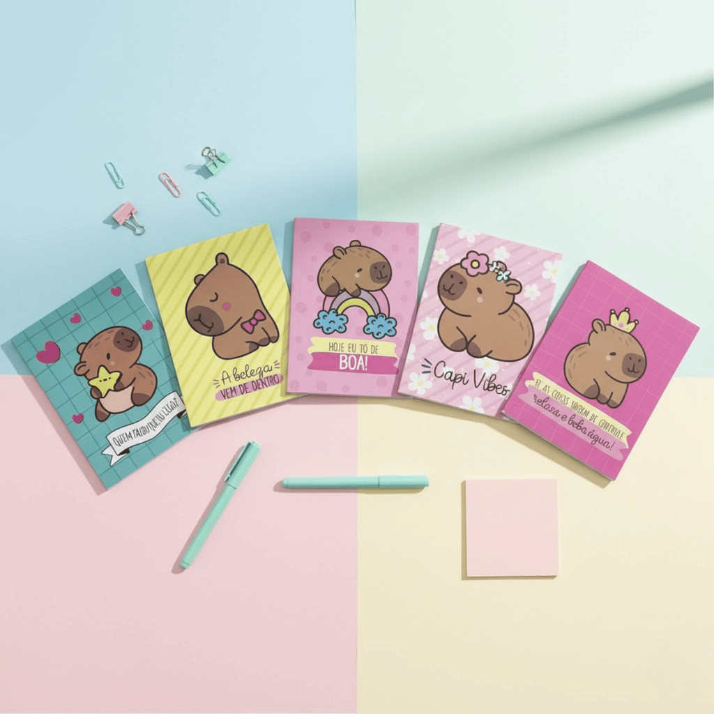 Caderno de Anotação Capivara 80 folhas A6 15x10cm - Cosy / Escritório / Escolar / Organização