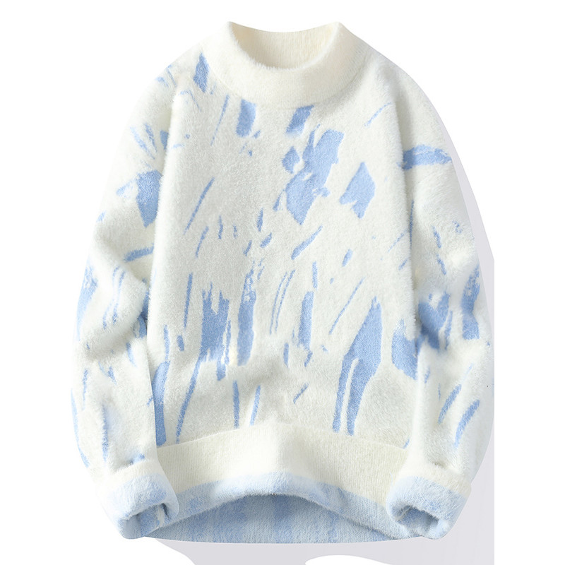 Outono inverno macio ceroso camisola masculina em torno do pescoço adolescente All-Match camisola na moda engrossado vis