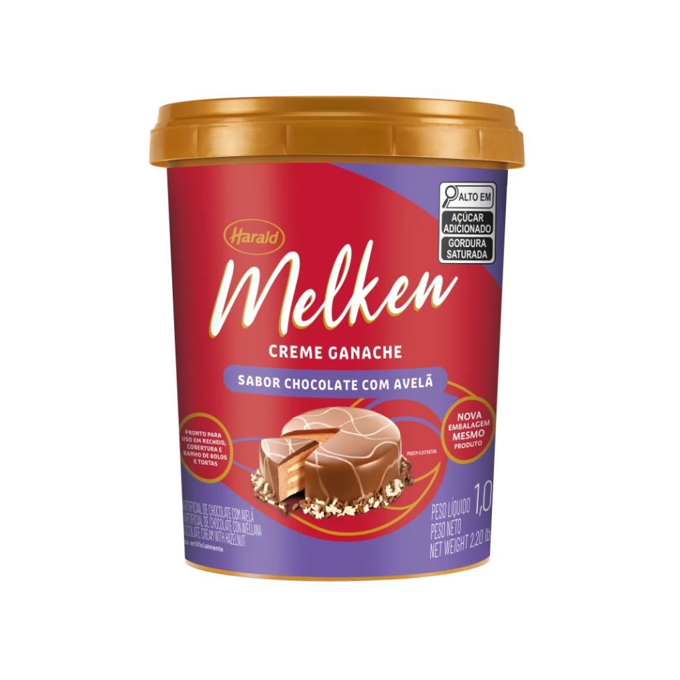 Creme Ganache Chocolate com Avelã 1kg Melken Harald em Oferta na Shopee