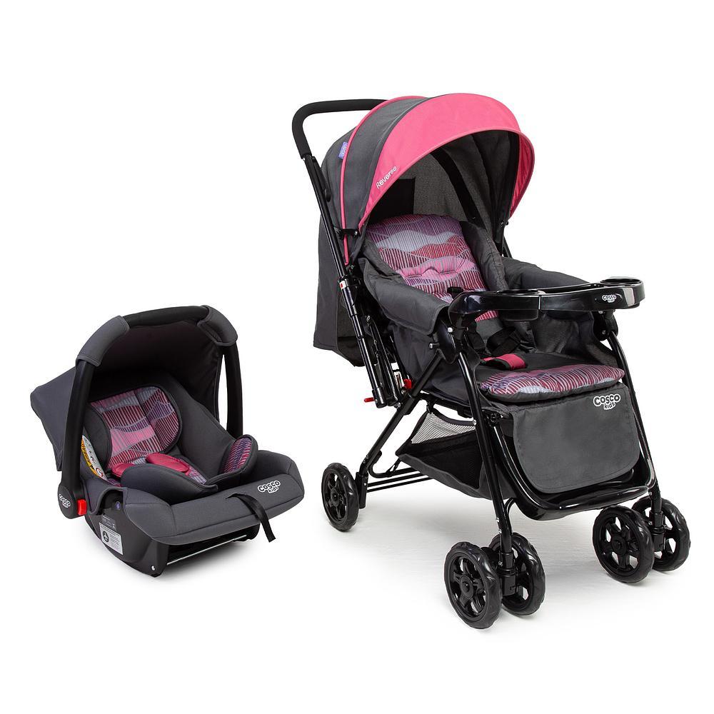 Carrinho de Bebê Travel System Reverse Duo Cosco Kids Rosa