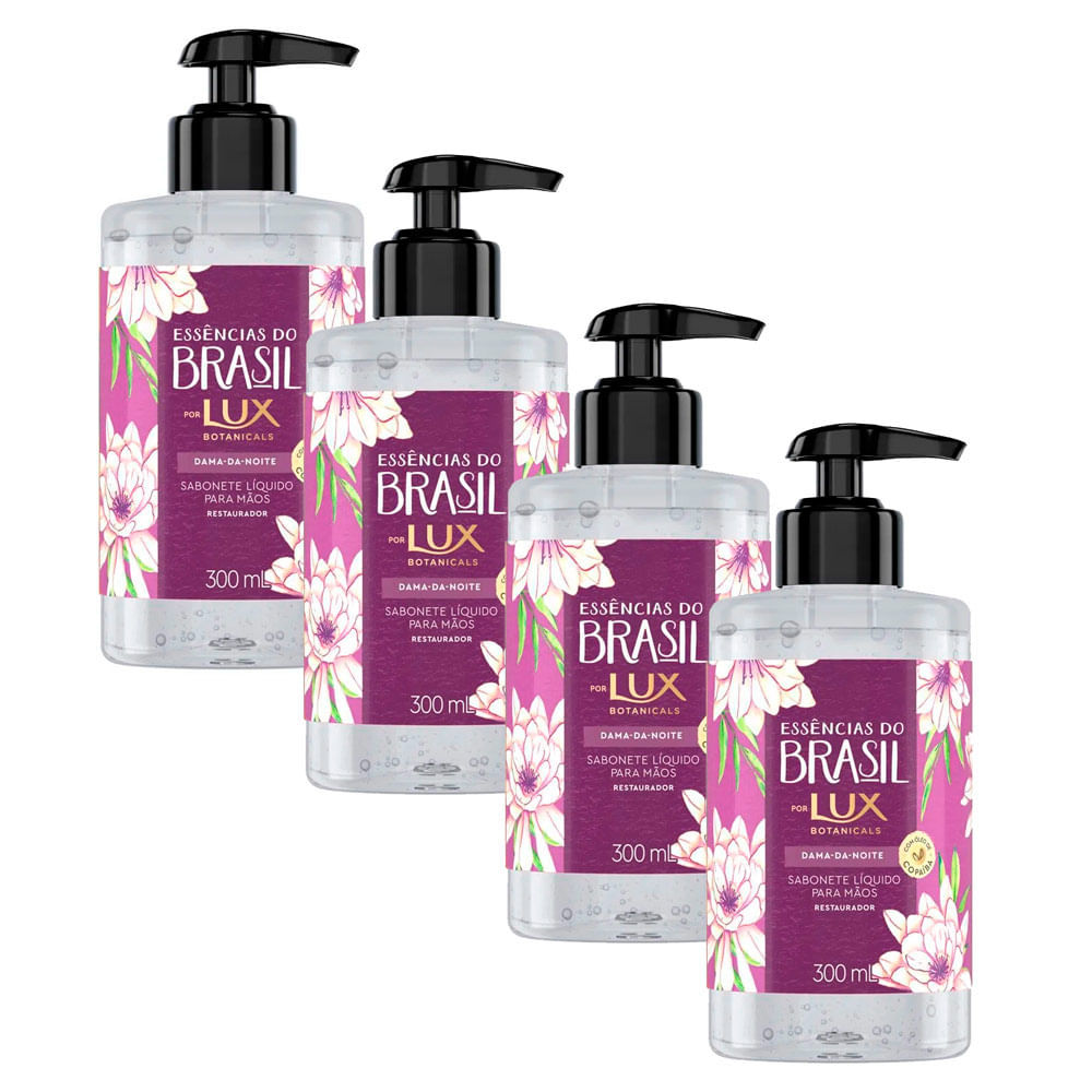 Kit 4 Sabonete Líquido para Mãos Lux Essências do Brasil Dama-da-Noite 300ml em Oferta na Shopee