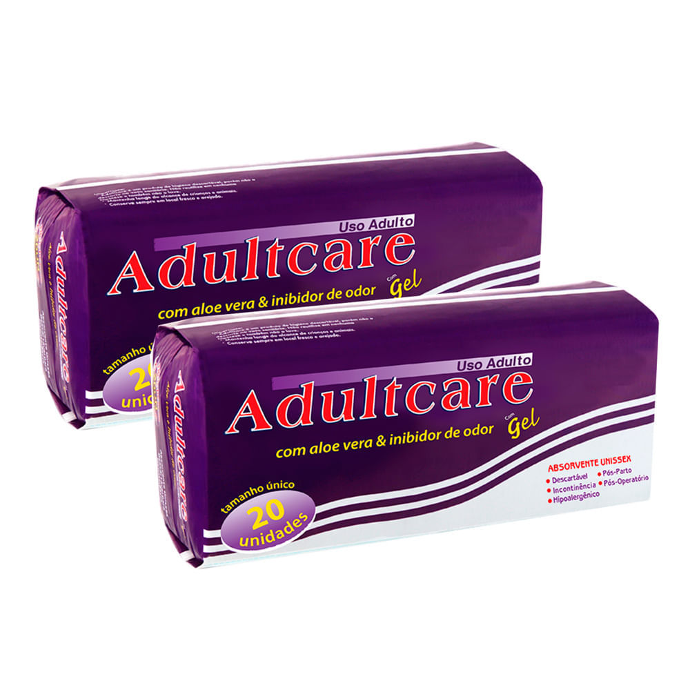 Kit 2 Absorvente Geriátrico Adultcare 20 Unidades