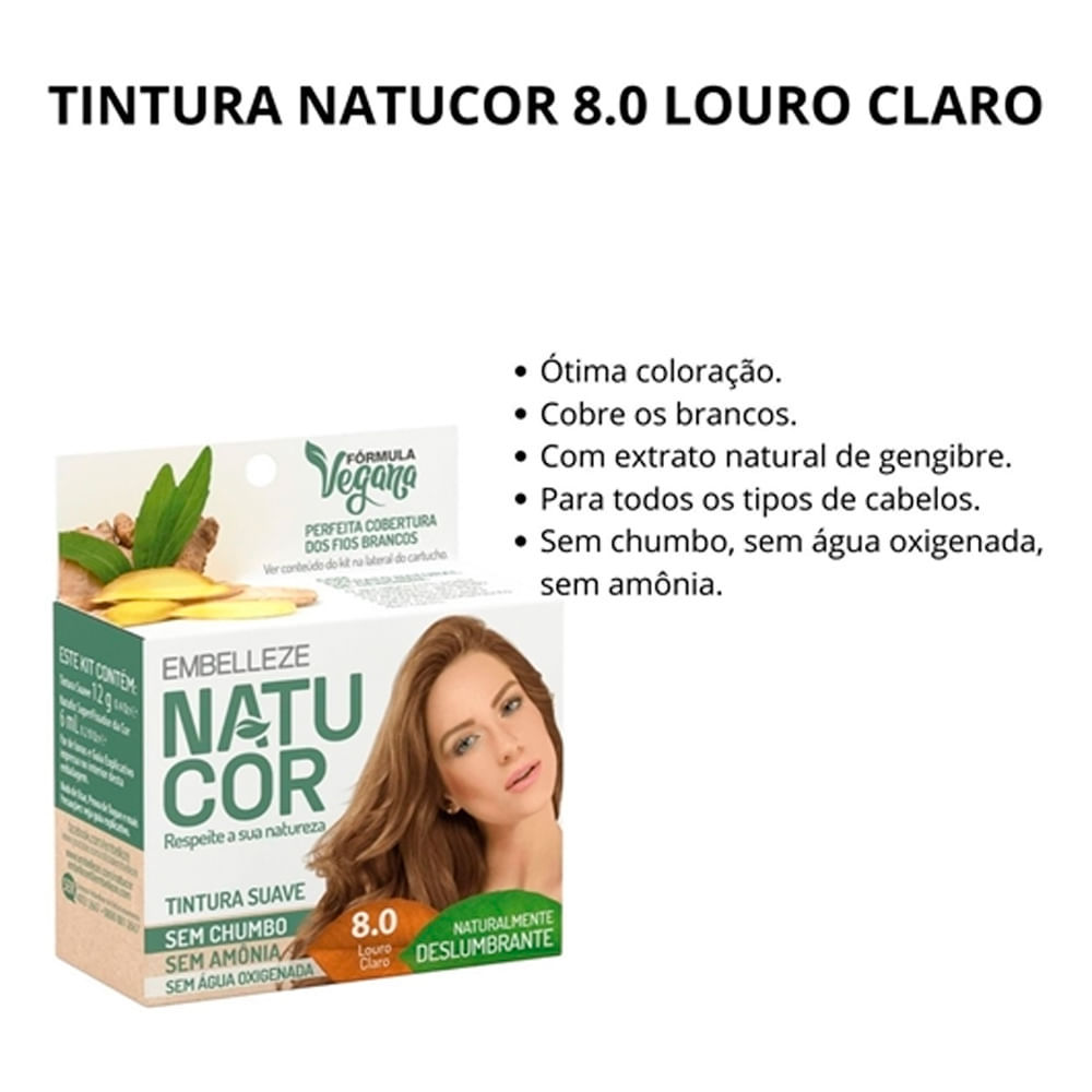 Detalhes do Tintura Em Pó Natucor Louro Claro 8.0