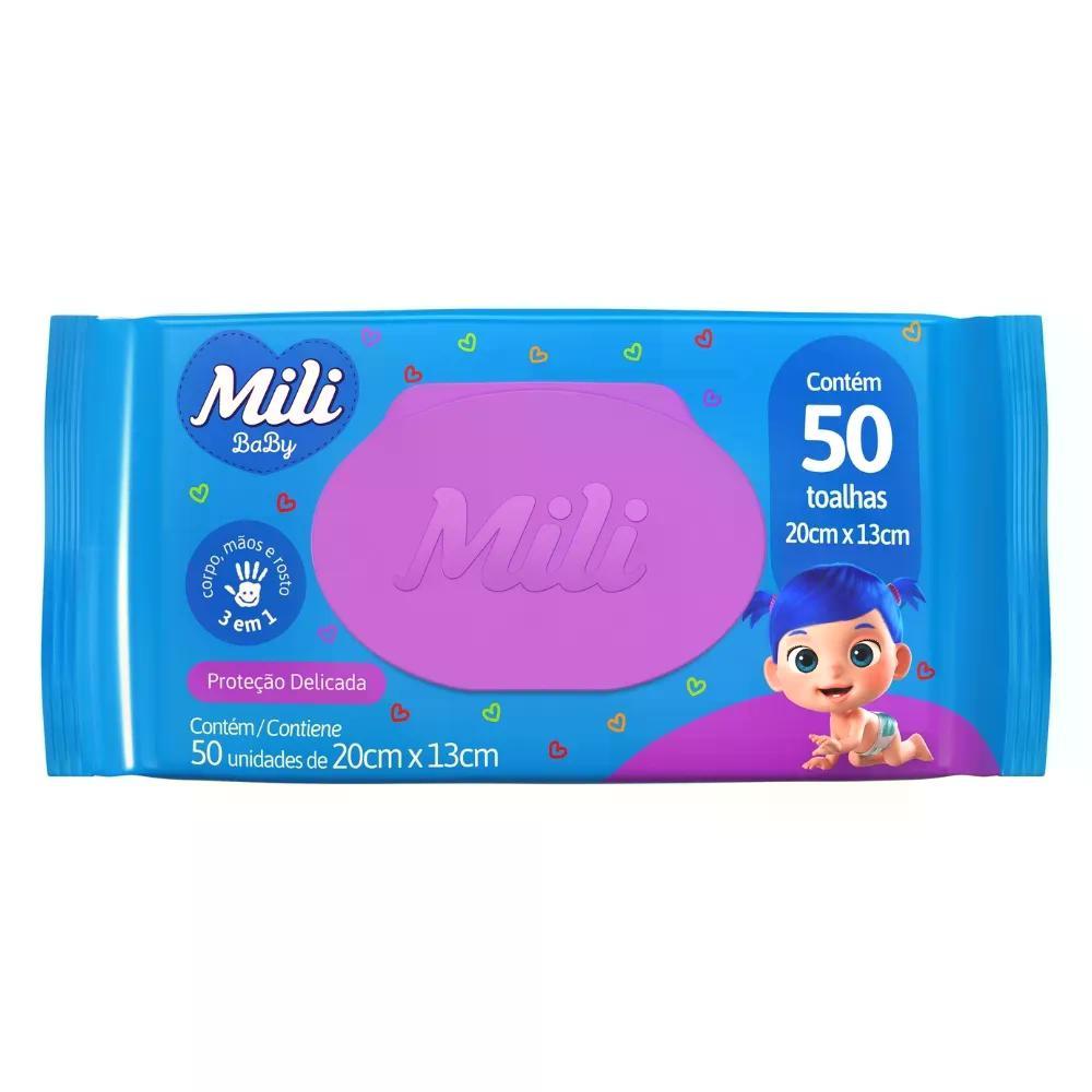 Toalhinhas Umedecidas Mili c/50 unidades em Oferta na Shopee