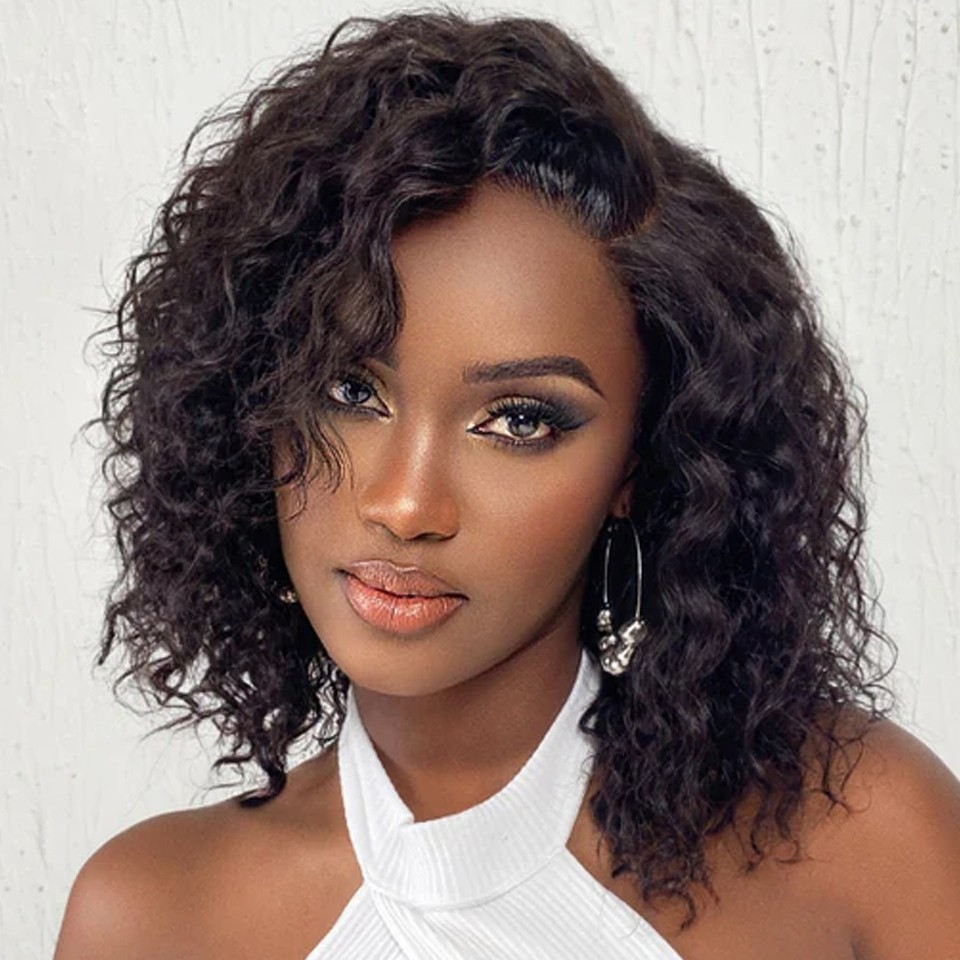 Peruca Divisão fixa lateral Cabelo Humano Brasileiro 100% Natural Curtinha Unissex cacheada cachos