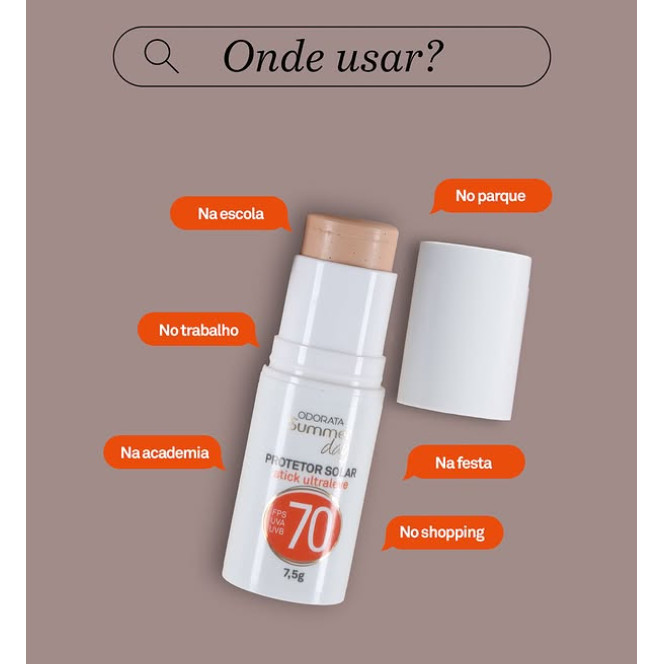 Protetor Solar Em Bastão Stick Ultraleve Com Cor FPS 70 7,5g