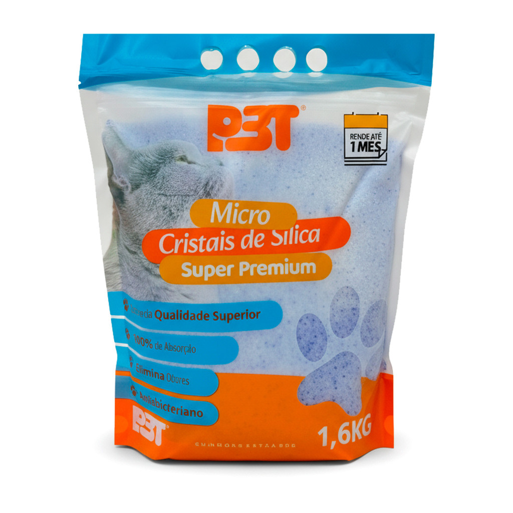 Areia Sanitária de Gato Micro Cristais Sílica FINA 1,6kg P3T em Oferta na Shopee