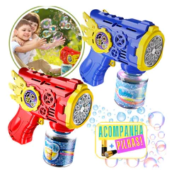 Máquina de Bolha de Sabão Automática Pistola Lança Bolhas Brinquedo Infantil
