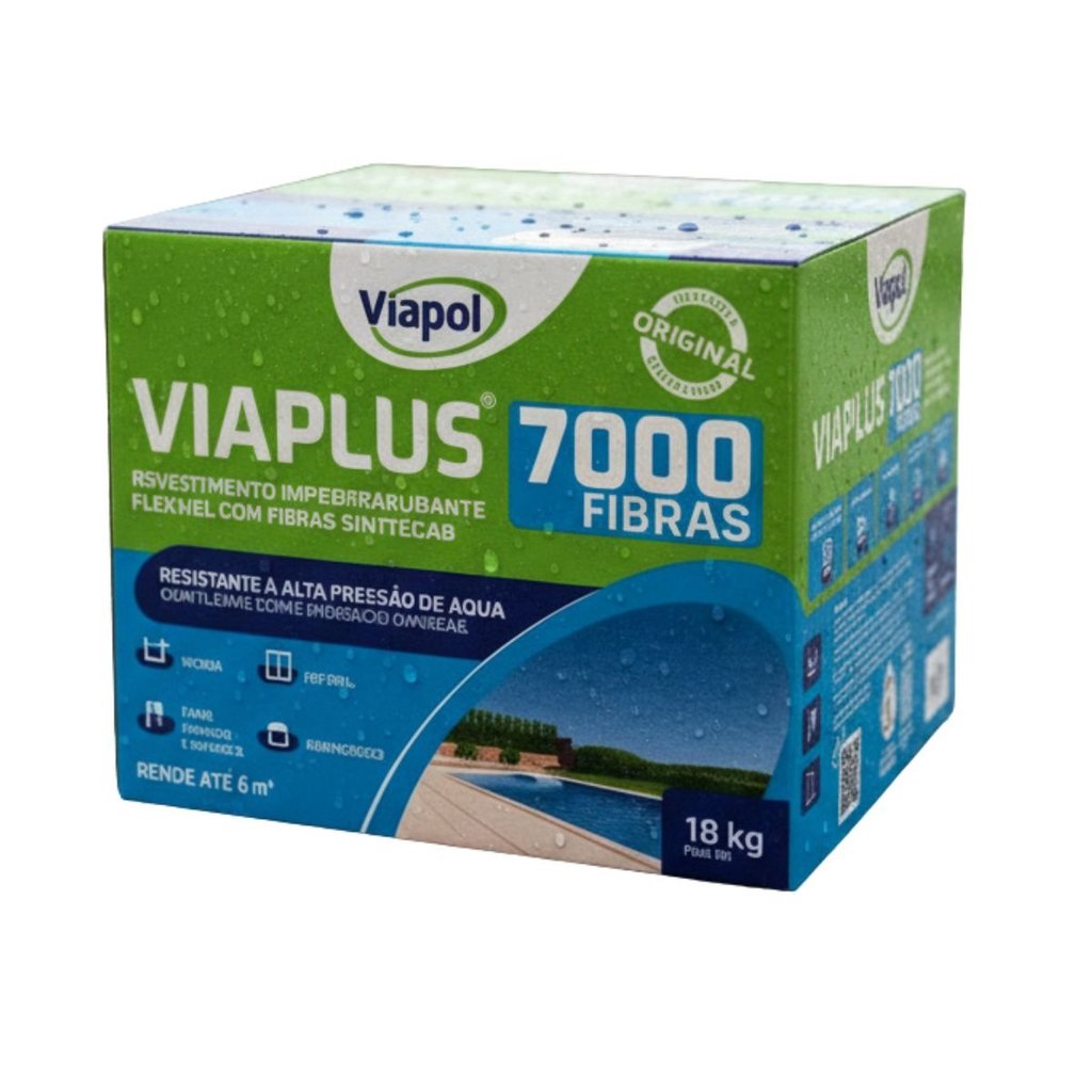 Viaplus 7000 Fibras Impermeabilizante Flexível Viapol 18kg em Oferta na Shopee