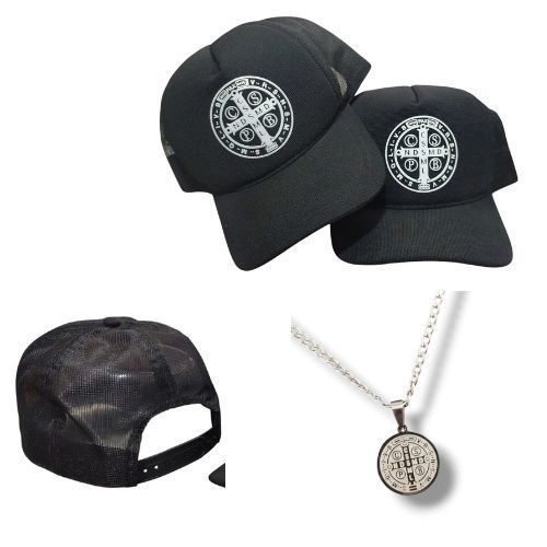 bone chapeu Colar country medalha de sao bento modelo trucker americano Tela