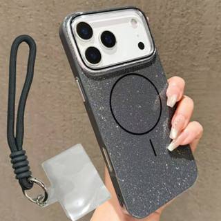 Capa para Celular Com Brilho Magsafe + Cordão Para Pulso em Oferta na Shopee