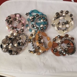 🌟✨ Conjunto Pulseiras Luxo Brilho Metálico Contas Facetadas elásticas confortáveis ajustam facilmente P186045-2