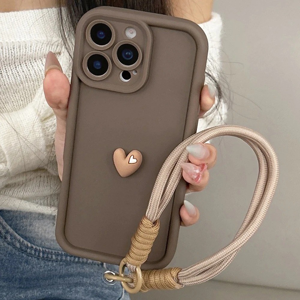 3D Amor Coração Macio Cordão Corda Caso De Telefone Para Xiaomi Mi 14 13 12 11 L