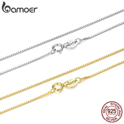 Bamoer 925 Prata Esterlina Colar Caixa Link Corrente Jóias Presentes Para Mulher 40cm 45cm 50cm