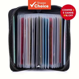 Novo Porta-Cartões de Crédito em Couro PU com Zíper, com 20 Slots para Cartões, Presente Ideal para Homens em Oferta na Shopee