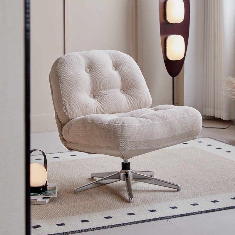 Poltrona Giratória Estilo Designer – Assento Largo, Tecido Aveludado, Conforto para Sala de Estar e Varanda