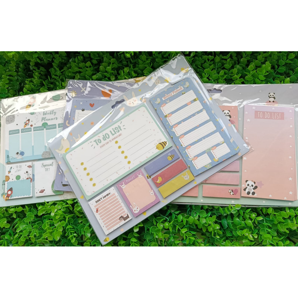 Kit Bloco De Anotações Adesivas Cartela Para Rascunho Bloquinho Papelaria Fofa