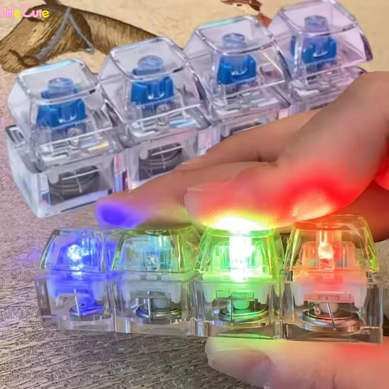 Chaveiro De Teclado LED De 2 Unidades-Brinquedo Sensorial De Clicker De Cristal-Brinquedos De Alívio De Estresse-Gadget