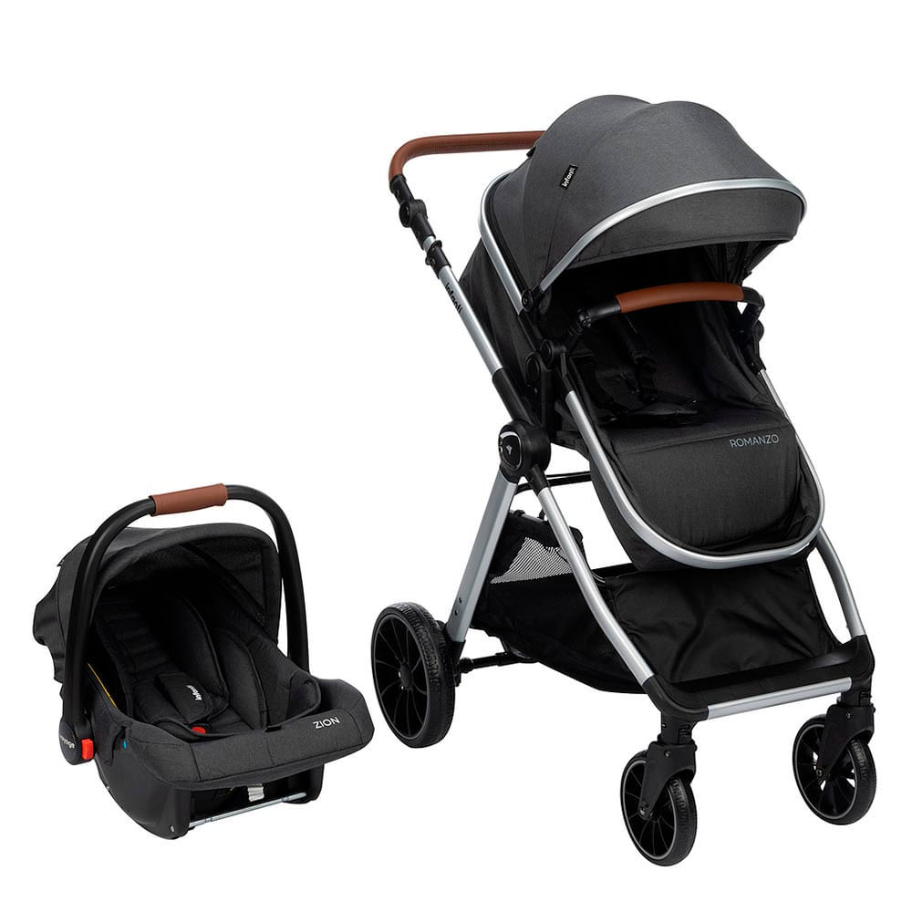 Travel System Romanzo Duo 3 Posições (0 a 15 kg) - Preto Granizo