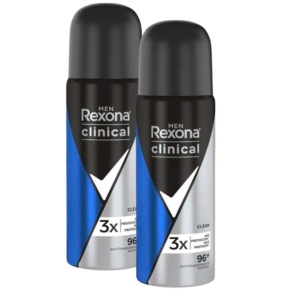 Kit 2 Desodorante Rexona Men Clinical Clean Aerosol Antitranspirante 96h 55ml em Oferta na Shopee