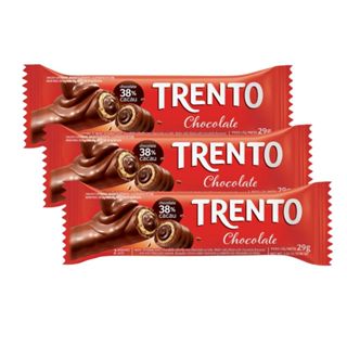 Kit 3 Chocolate Wafer Trento Sabor Chocolate 29g em Oferta na Shopee