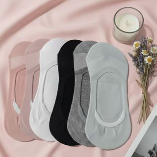 Kit 3/6/12 Pares de Meias Femininas Invisíveis de Algodão – Antiderrapante com Silicone – Tamanho 35-40