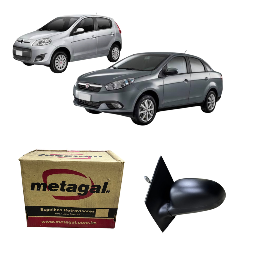 KIT RETROVISOR ORIGINAL + LENTE  NOVO PALIO GRAND SIENA 2012 2013 2014 A 2021 COM CONTROLE LADO ESQUERDO