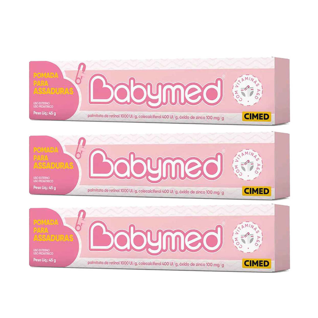 Kit 3 Babymed Rosa Pomada Assaduras 100mg - 45g - Cimed