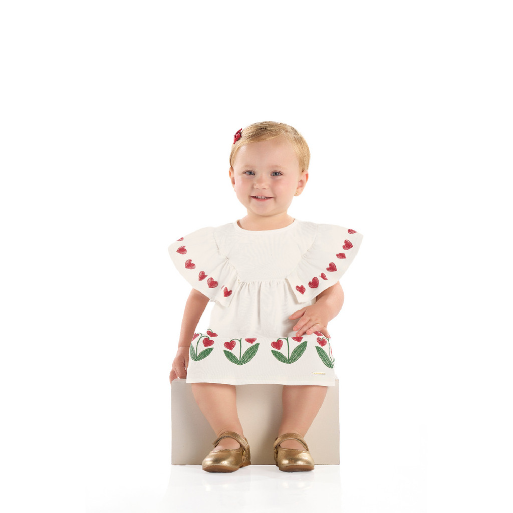 Vestido em Cotton Flor para Bebê Quimby