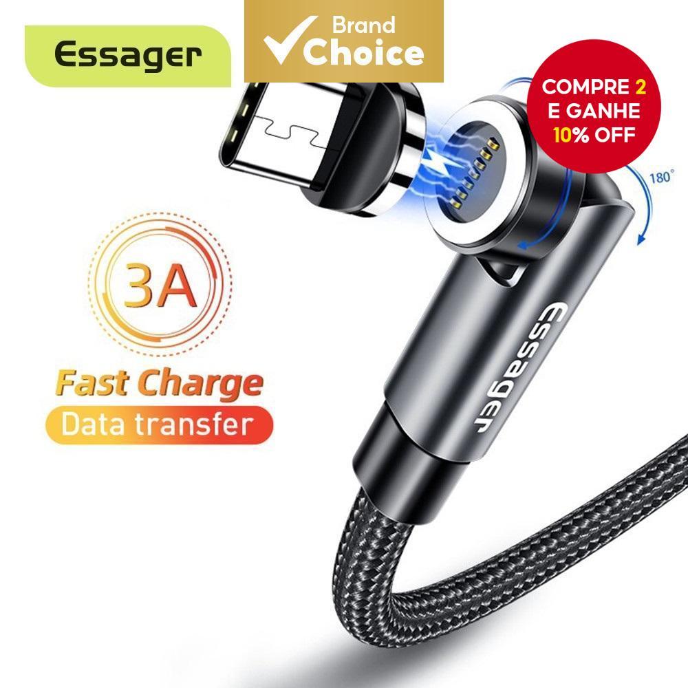 Essager 540 Cabo Magnético Rotativo 3A Tipo C Carregamento Rápido para iP e Xiaomi em Oferta na Shopee