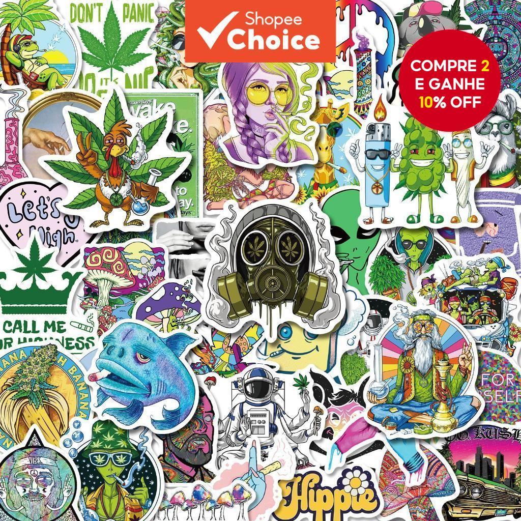 250/200/150/100/50PCS Adesivos Engraçados de Erva - Decalques de Vinil para Skate, Geladeira e Violão (Design Legal de em Oferta na Shopee
