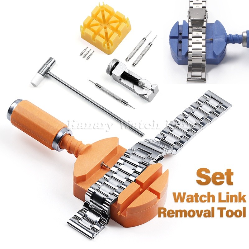 Conjunto De Ferramentas De Reparo De Removedor De Link De Pulseira De Relógio Banda Pin Punch Hammer Suporte Ajustar Per em Oferta na Shopee