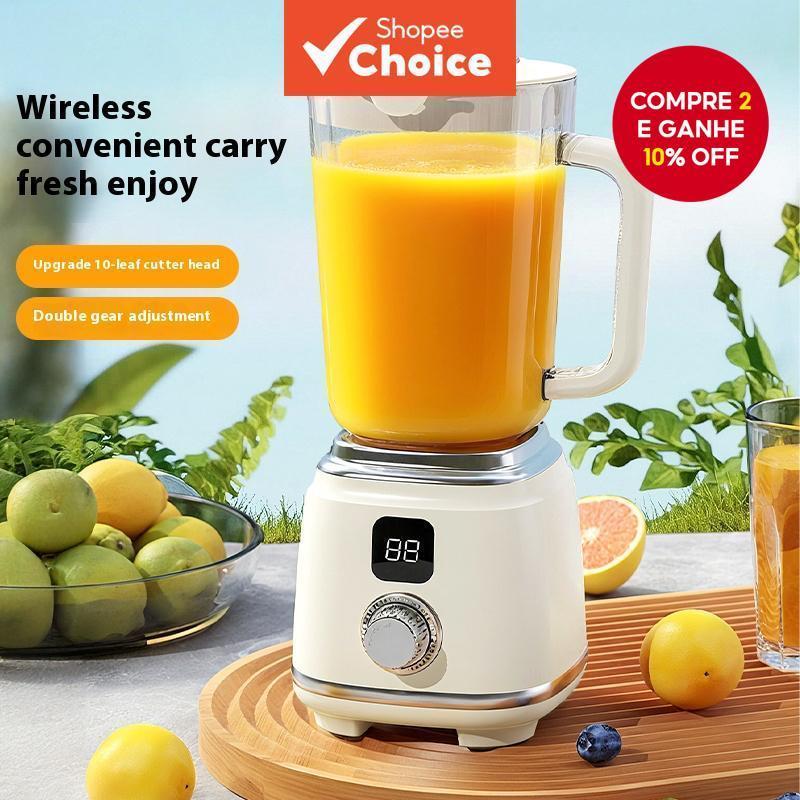 Espremedor Elétrico de Frutas 600ML Extrator de Suco Portátil Recarregável 3000mAh 10 Lâminas Liquidificador Potente