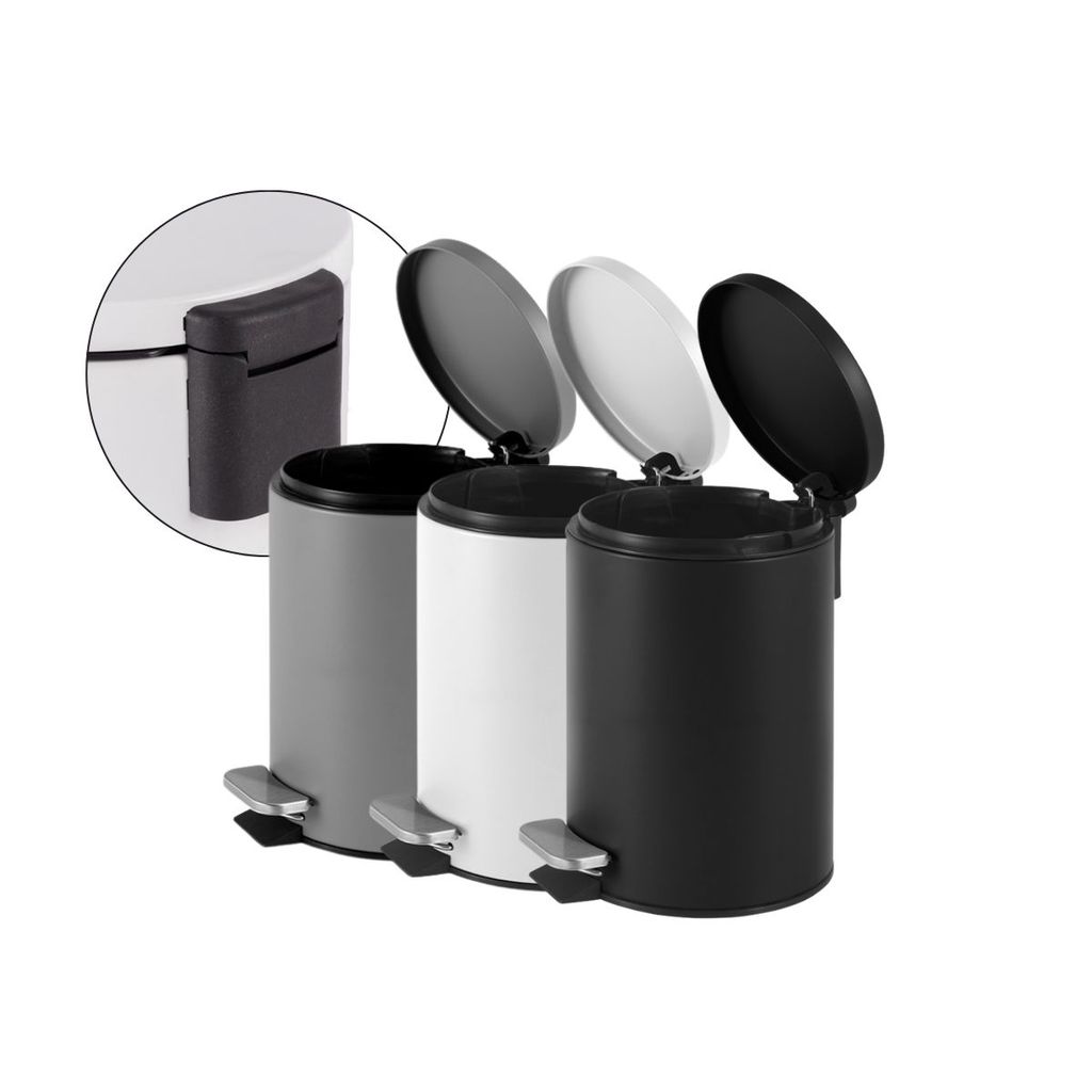 Lixeira Matte Com Pedal 3l Em Aço Inox Redonda Powermaid em Oferta na Shopee