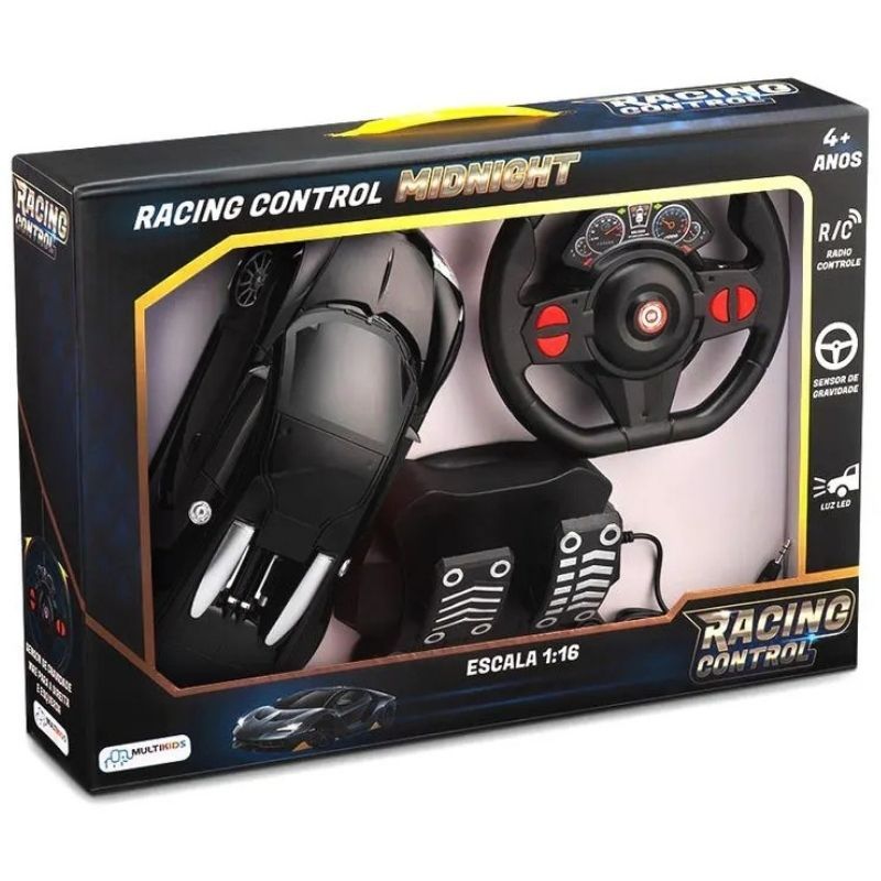 Carrinho Controle Remoto Racing Control Midnight Preto 1:16 Multikids em Oferta na Shopee