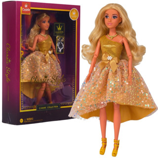 Boneca Princesa Fashion Vestido Dourado Style Acessórios Castela em Oferta na Shopee