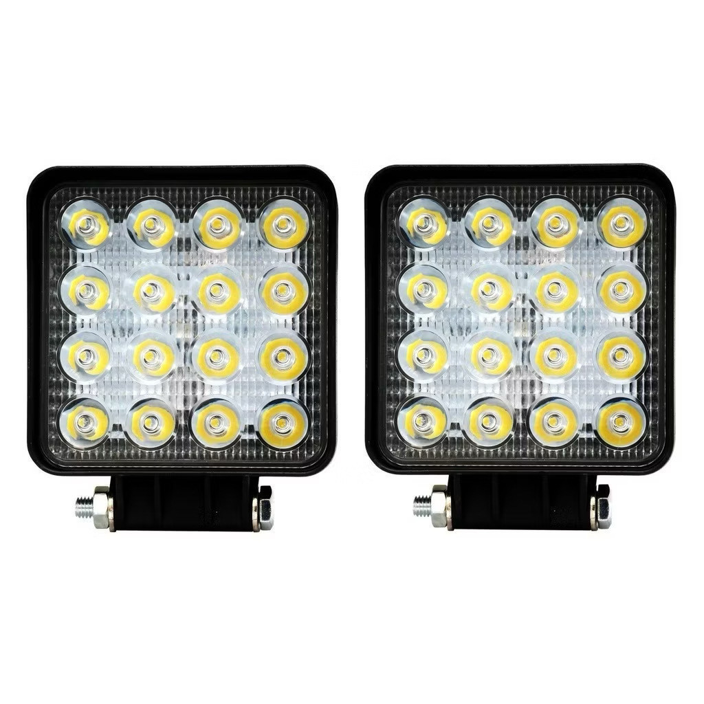 Kit 2 Farol De Milha Auxiliar 16 Leds 48w 12v/24v Quadrado Fino Off-Road 6000k Universal  fang em Oferta na Shopee