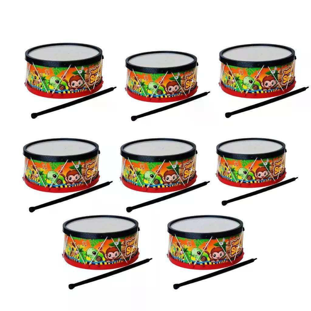 Kit 35 Tamborzinho Fazendinha Infantil Kids Instrumentos Musicais Brinquedo Musicalização Música Presente