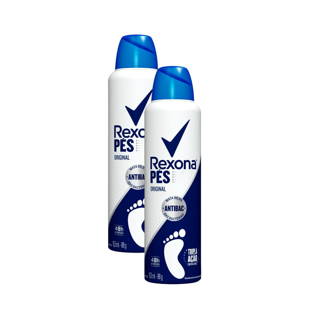 Kit 2 Desodorante para os Pés Rexona Original Antibac Tripla Ação Aerosol 153ml em Oferta na Shopee