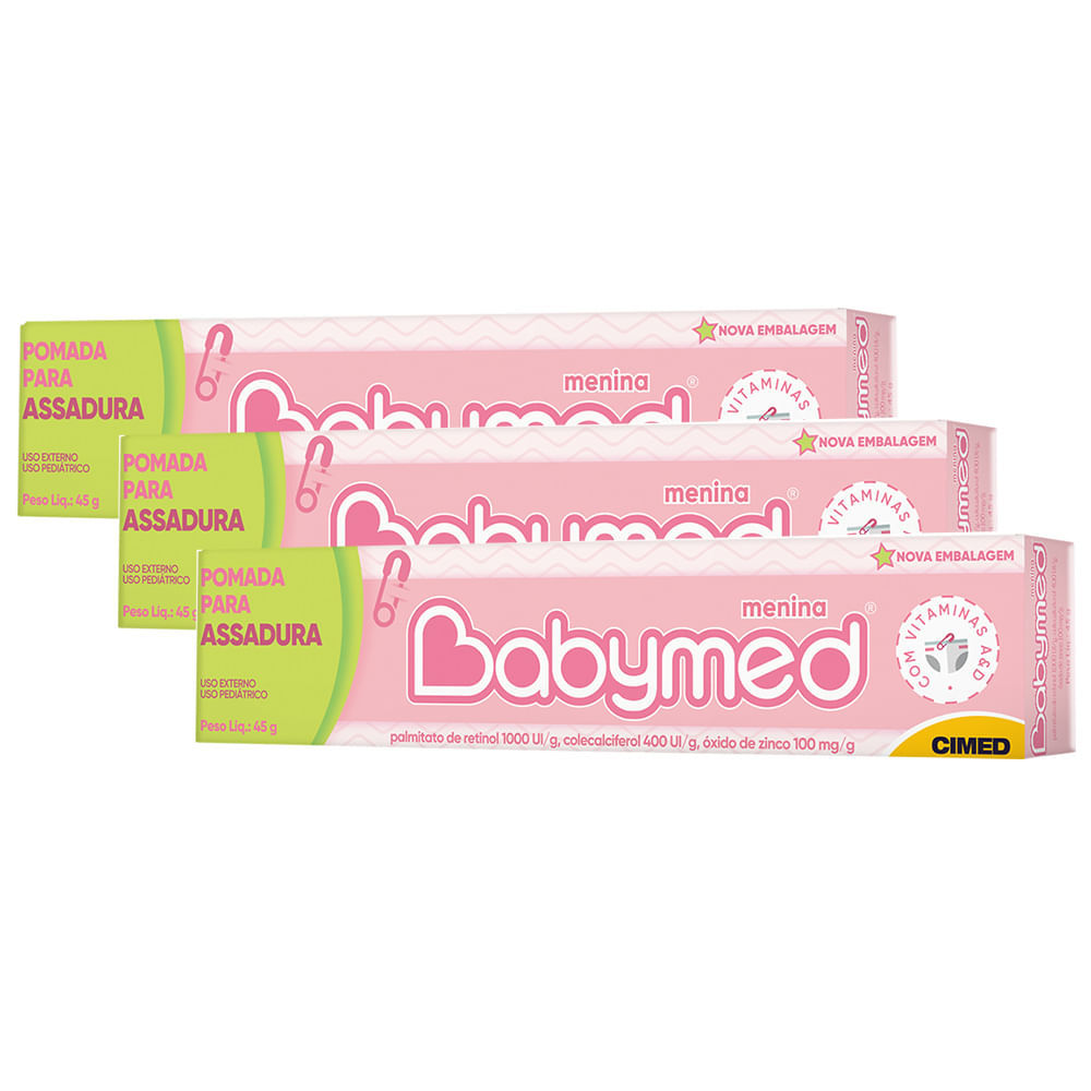 Kit 3 Assaduras Babymed Rosa Pomada Para Assaduras 45g em Oferta na Shopee