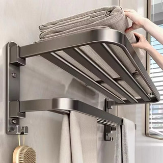 Toalheiro Banheiro Dupla Camada Retrátil 90° Aço Inoxidável Porta Toalha de Parede Premiu…